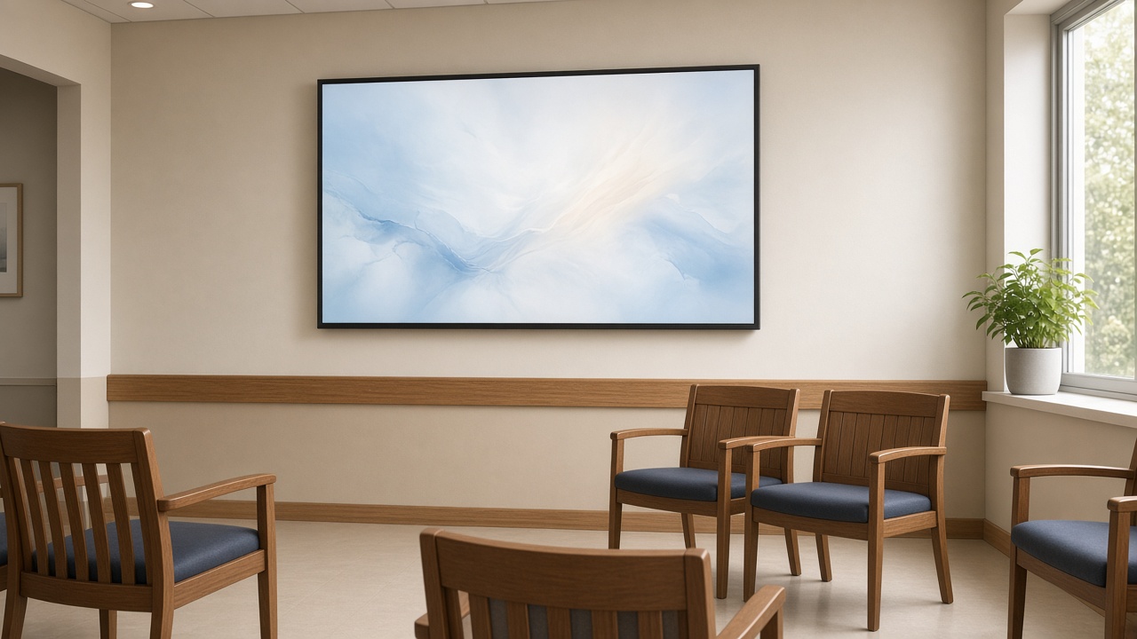 Écran d’information dans une salle d’attente